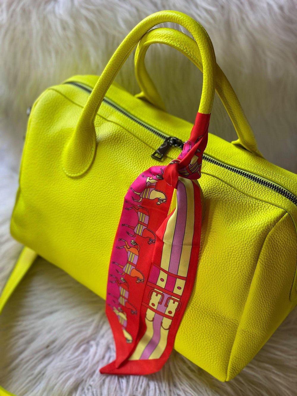 Neon Yellow Italy Grain Leather Boston Bag, Leather Shoulder Bag Yellow, Black, Lady Fashion Crossbody Bag, Minimalist Designer Bag
