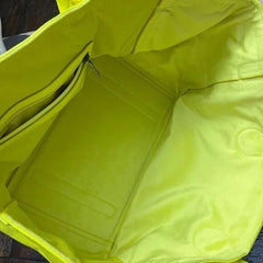 Neon Yellow Large Leather Tote Bag, Cowhide Leather Bag, Must-have Lady Fashion Bag, Weekend Bag, Lady Working Bag, Gift For Her