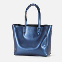 Pearlised Cowhide Leather Tote Bag, 2023 Genuine Leather Bucket Bag, Large Shopping Shoulder Bag, Laptop Crossbody Bag, Golden, Silver, Blue