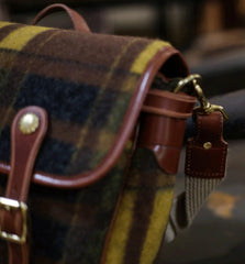 Plaid Wool Bag Tweed Bag, Women Cowhide Leather Bag, Trendy Fall Winter 2022-2023 Emerald Green Bag, Men Shoulder Strap Hobo Bag