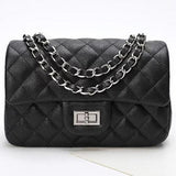 Silver Classic DIAMONDS Genuine Leather Shoulder Bag, Minimalist Bag, Iconic Black Crossbody Bag, Quilted Elegant Bag, Eternal Fashion Bag