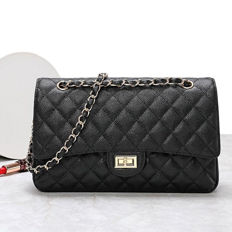 Silver Classic DIAMONDS Genuine Leather Shoulder Bag, Minimalist Bag, Iconic Black Crossbody Bag, Quilted Elegant Bag, Eternal Fashion Bag