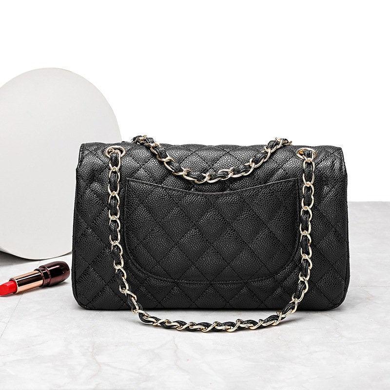 Silver Classic DIAMONDS Genuine Leather Shoulder Bag, Minimalist Bag, Iconic Black Crossbody Bag, Quilted Elegant Bag, Eternal Fashion Bag