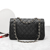Silver Classic DIAMONDS Genuine Leather Shoulder Bag, Minimalist Bag, Iconic Black Crossbody Bag, Quilted Elegant Bag, Eternal Fashion Bag