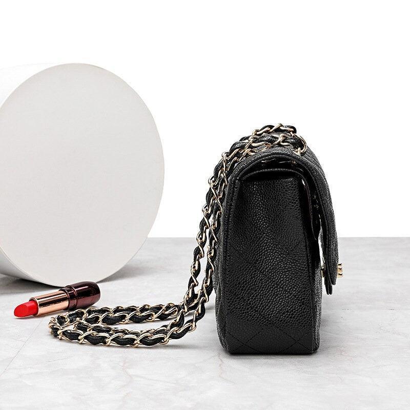 Silver Classic DIAMONDS Genuine Leather Shoulder Bag, Minimalist Bag, Iconic Black Crossbody Bag, Quilted Elegant Bag, Eternal Fashion Bag