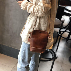 Small Genuine Leather Shoulder Bag, Small Crossbody Bag, Tanned Leather Bag, Cellphone Bag, Soft Leather Purse, RETRO DESIGN