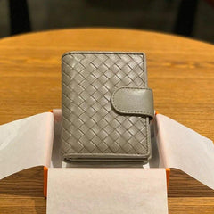 Small Lambskin Leather Interwoven Wallet, Women Woven Leather Cards Holder, Handcrafted Trifold Wallet, Designer Wallet, Women Purse
