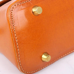 Small Leather Boston Handbag, Women Retro Design Leather Purse, Cute Handbag Tanned Cowhide Leather Purses, Gift For Her