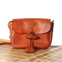 Small Vintage Designer Vegetable Leather Shoulder Bag For Women Retro Handcrafted Brush Off Ladies Baguette Handbag