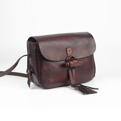 Small Vintage Designer Vegetable Leather Shoulder Bag For Women Retro Handcrafted Brush Off Ladies Baguette Handbag
