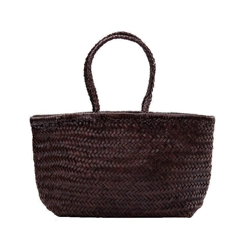Soft Teal Black Woven Italian Leather Tote Bag, Italian Woven Italian Handbag, Slouchy Bag, Handmade Woven Leather Purse, Gift for Her