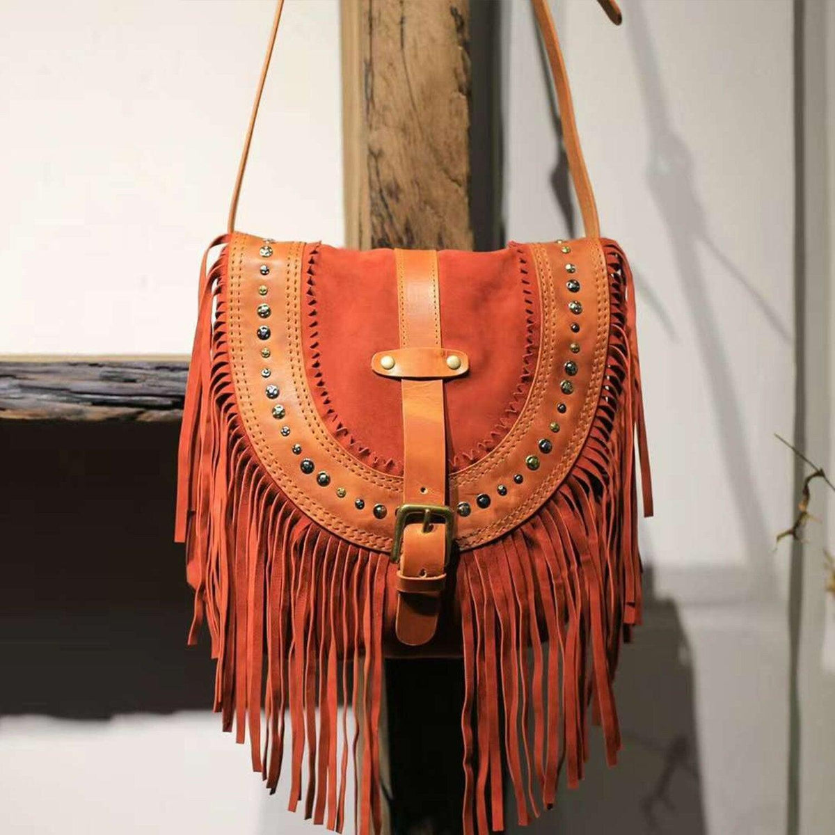 Suede Leather Fringe Bag Tan, Cowhide Leather Fringe Shoulder Purse, Lambskin Fringed Handbag, Crossbody Leather Bag, Handmade Bohemian