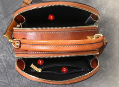 SUNFLOWER LEATHER Bag for Women, Vintage Women's Boho Bag, Sun Tooled Leather Handbag, Western Shoulder Bag, Fashionable Round Bag