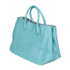 Tiffany Blue Large Leather Tote Bag, Cowhide Leather Bag, Must-have Lady Fashion Bag, Weekend Bag, Working Bag, Personalized gifts