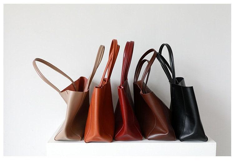 TOTE leather bag, Soft GENUINE leather bag, Large beige leather bag, Laptop, tablet bag, leather bag for books, leather shopper, Wine