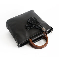 Vintage Designer Bag, Cowhide Leather Handbag, Retro Handcrafted Lady Tassel Handbag, Gift for Her