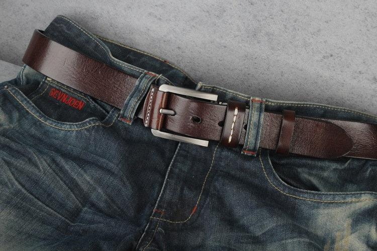 Vintage Distressed Leather Belt Black Brown Genuine Full Grain Leather Snap Belt, Handmade Minimalist Leather Belt, Gift for Him/Her
