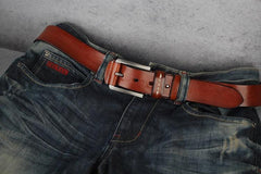 Vintage Distressed Leather Belt Black Brown Genuine Full Grain Leather Snap Belt, Handmade Minimalist Leather Belt, Gift for Him/Her