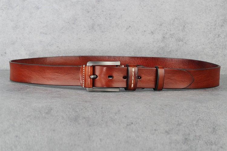Vintage Distressed Leather Belt Black Brown Genuine Full Grain Leather Snap Belt, Handmade Minimalist Leather Belt, Gift for Him/Her