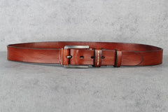 Vintage Distressed Leather Belt Black Brown Genuine Full Grain Leather Snap Belt, Handmade Minimalist Leather Belt, Gift for Him/Her