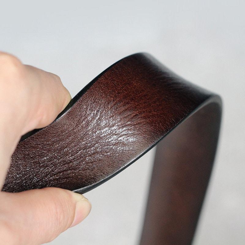 Vintage Distressed Leather Belt Black Brown Genuine Full Grain Leather Snap Belt, Handmade Minimalist Leather Belt, Gift for Him/Her