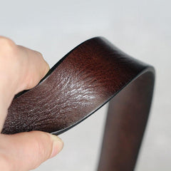 Vintage Distressed Leather Belt Black Brown Genuine Full Grain Leather Snap Belt, Handmade Minimalist Leather Belt, Gift for Him/Her