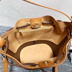 Women Leather Bucket Bag, Women Chic Distressed Leather Shoulder Bag, Women Leather Crossbody dark brown and Black Bucket Women Pouch Bag