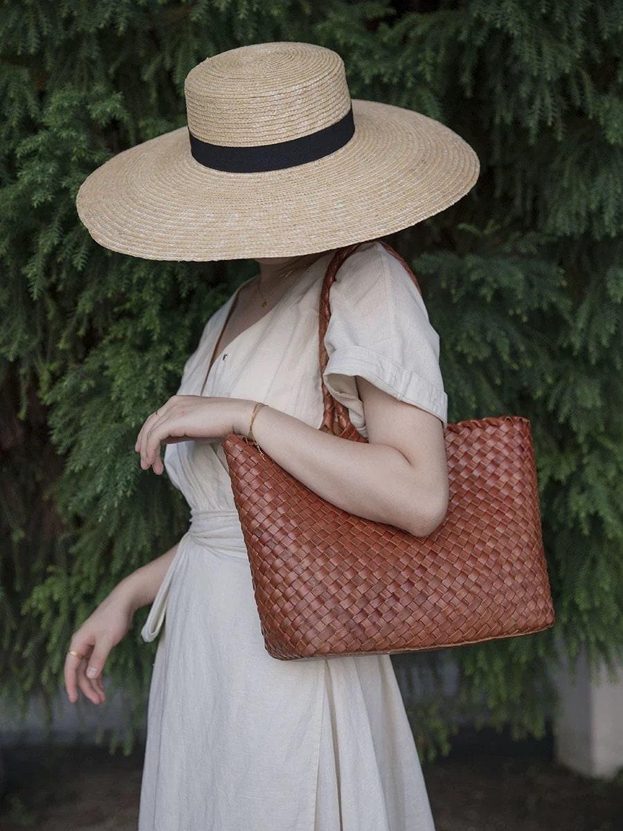 Woven leather bag, handmade full grain leather bag, Minimalist women's Bag, Handbag, Soft Leather Tote, Daily Bag, Gift for Her