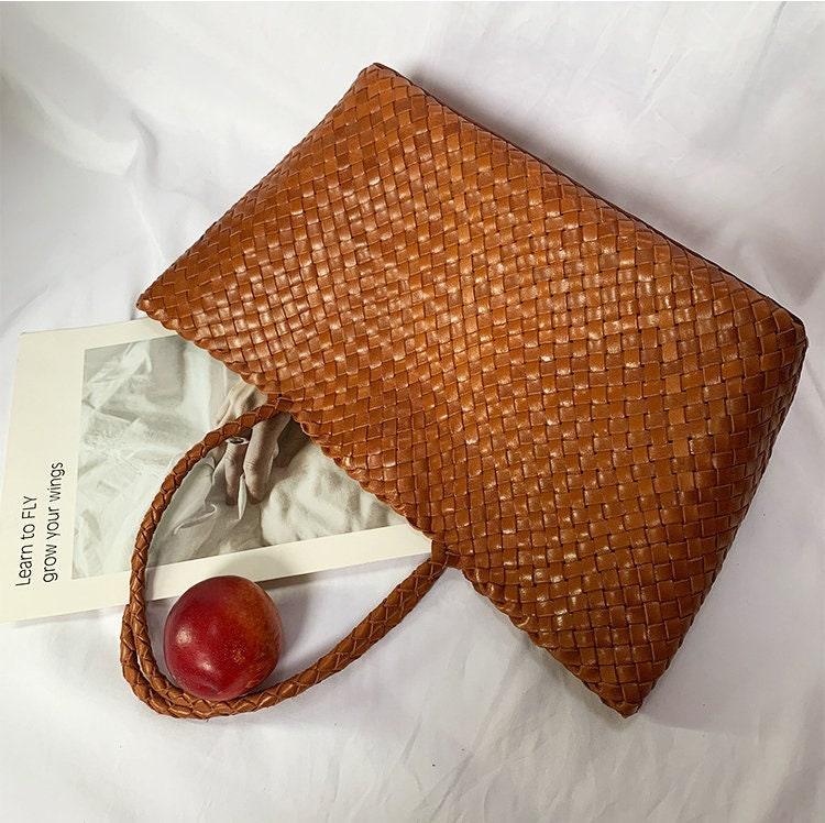 Woven leather bag, handmade full grain leather bag, Minimalist women's Bag, Handbag, Soft Leather Tote, Daily Bag, Gift for Her