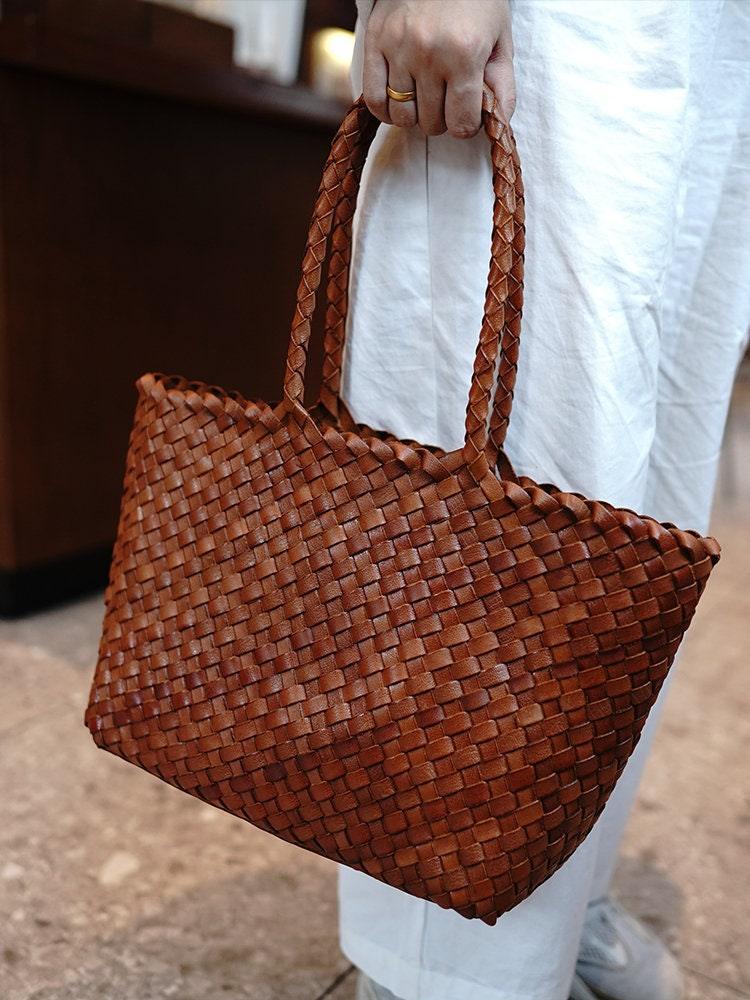 Woven leather bag, handmade full grain leather bag, Minimalist women's Bag, Handbag, Soft Leather Tote, Daily Bag, Gift for Her