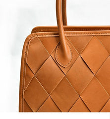 Woven Leather Shoulder Bag, Soft Woven Handbag, Leather Boston Bag, Handmade Shoulder Bag, Modern Leather Crossbody Bag, Forest Green/Brown
