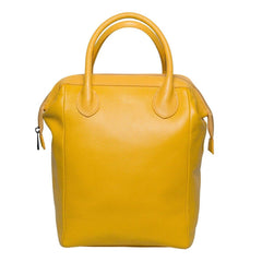Yellow Italian Grain Leather Doctor Bag BackPack, Leather Minimalist Backpack, Lady Fashion Bag, Travel Pack Bag, Designer Bag